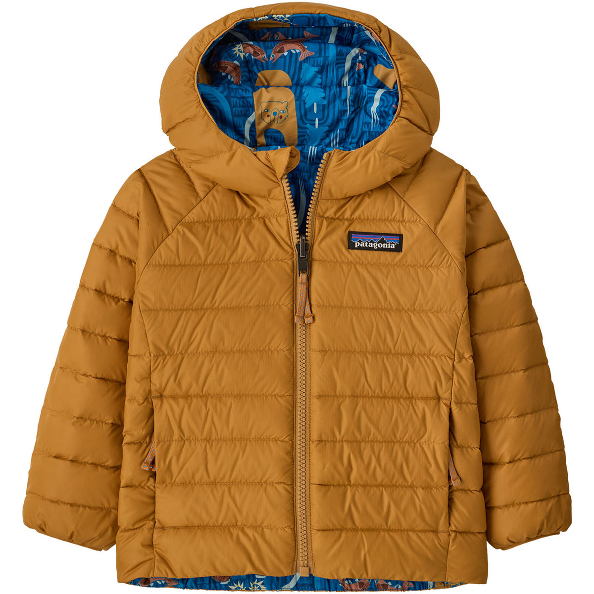 Patagonia Reversible Down Sweater Hoodie - Toddlers' About A Fish: Uplift Blue