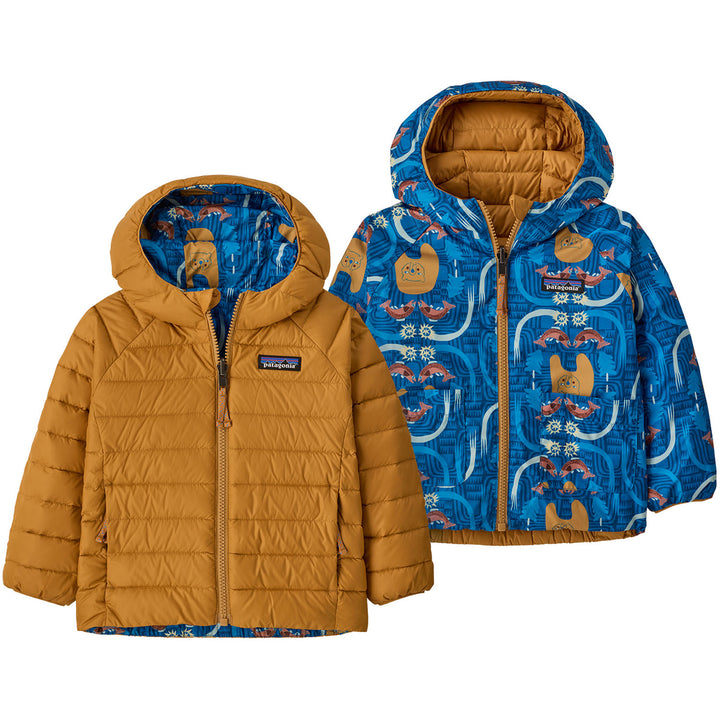 Patagonia Reversible Down Sweater Hoodie - Toddlers' About A Fish: Uplift Blue
