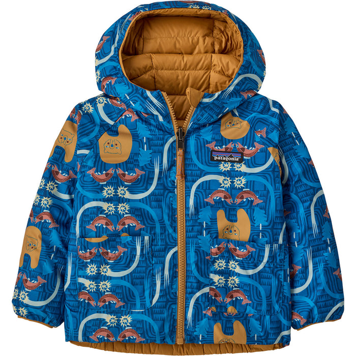 Patagonia Reversible Down Sweater Hoodie - Toddlers' About A Fish: Uplift Blue