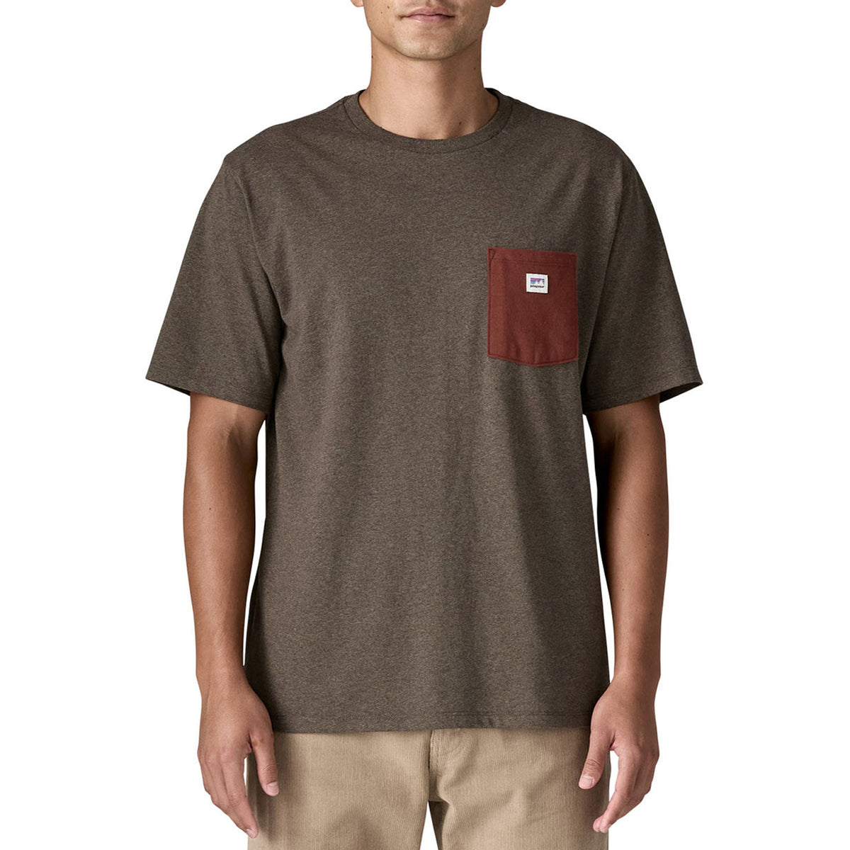 Patagonia Shop Sticker Pocket Responsibili T-Shirt - Men's Marlow Brown