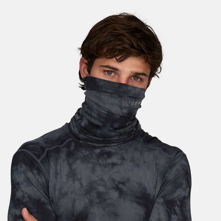 Le Bent Lightweight Neck Gaiter Charcoal Tie Dye