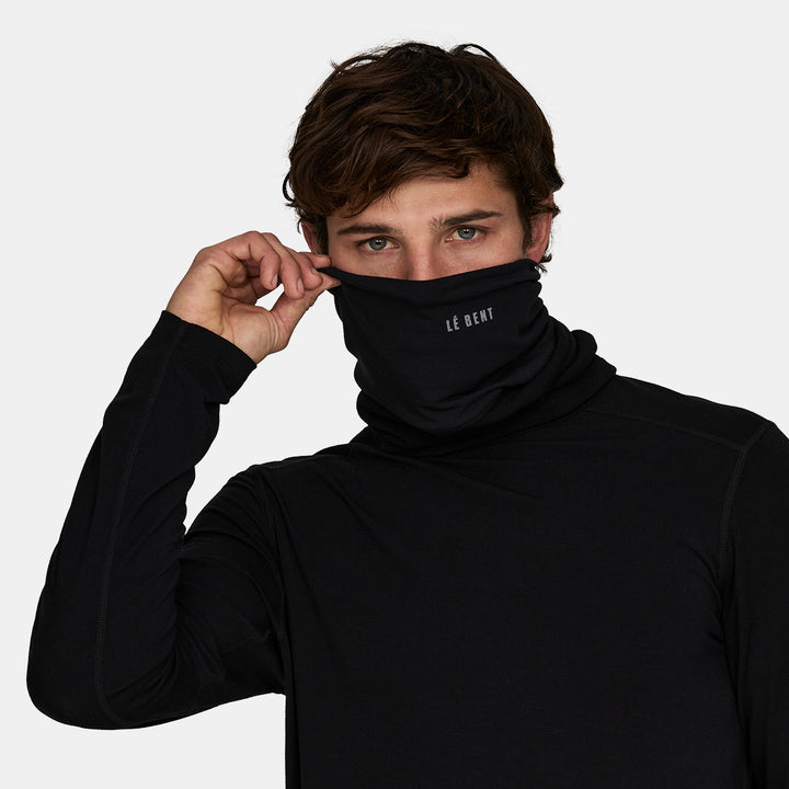 Le Bent Double Up Heavyweight Antarctic Grid Fleece Neck Gaitor Black