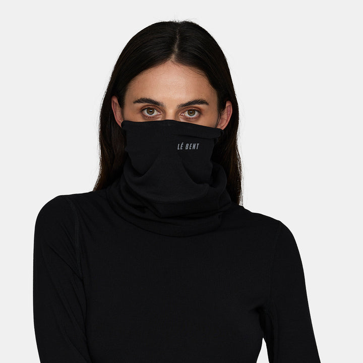 Le Bent Double Up Heavyweight Antarctic Grid Fleece Neck Gaitor Black
