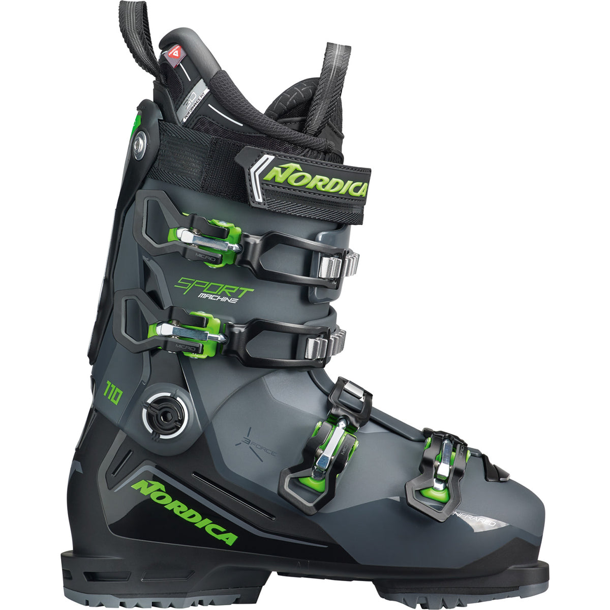 Nordica Sportmachine 3 110 Ski Boots 2025 Anthracite/Black/Green