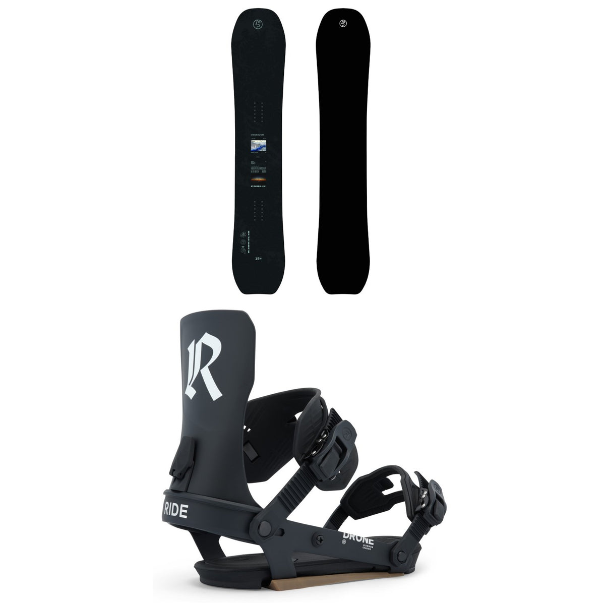 Public Snowboards Research Snowboard + Ride Drone Snowboard Bindings 2026