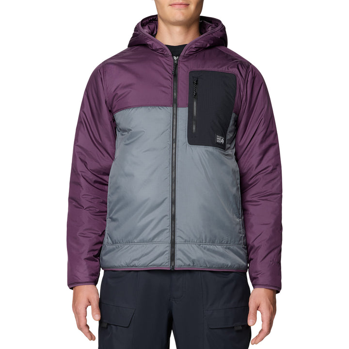 Mountain Hardwear Aprés Pro™ Insulated Hooded Jacket - Men's Foil Grey/Dusty Purple/Black
