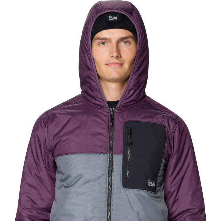 Mountain Hardwear Aprés Pro™ Insulated Hooded Jacket - Men's Foil Grey/Dusty Purple/Black