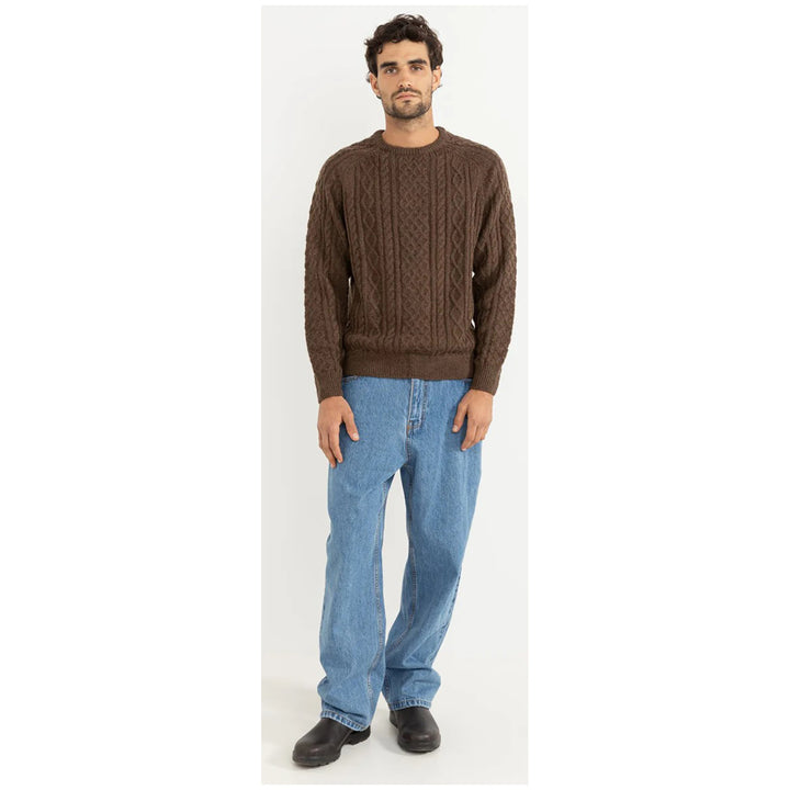 Rhythm Mohair Fishermans Knit Sweater - Men's Chocolate