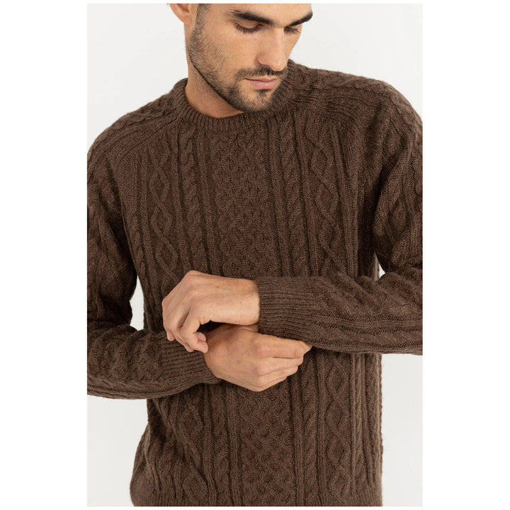 Rhythm Mohair Fishermans Knit Sweater - Men's Chocolate