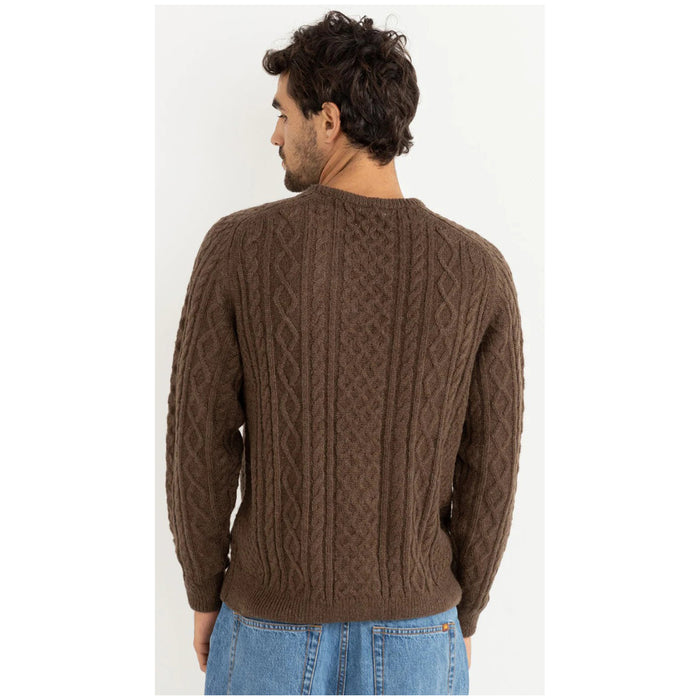 Rhythm Mohair Fishermans Knit Sweater - Men's Chocolate