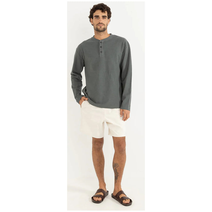 Rhythm Vintage Terry Long-Sleeve Henley Shirt - Men's Silver Pine