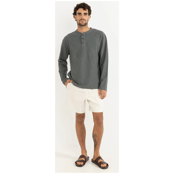 Rhythm Vintage Terry Long-Sleeve Henley Shirt - Men's Silver Pine