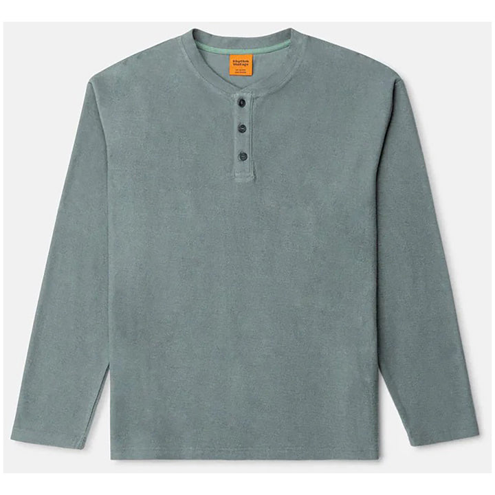 Rhythm Vintage Terry Long-Sleeve Henley Shirt - Men's Silver Pine