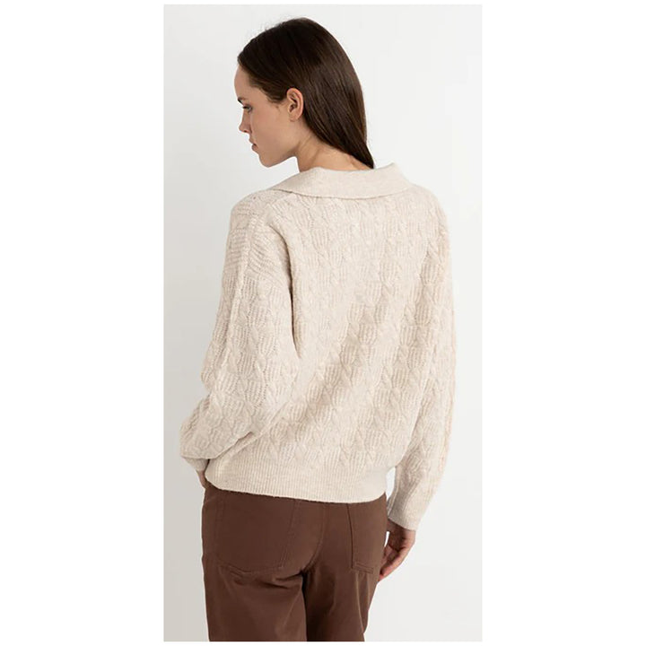 Rhythm Lexie V-Neck Collared Jumper Top - Women's Natural