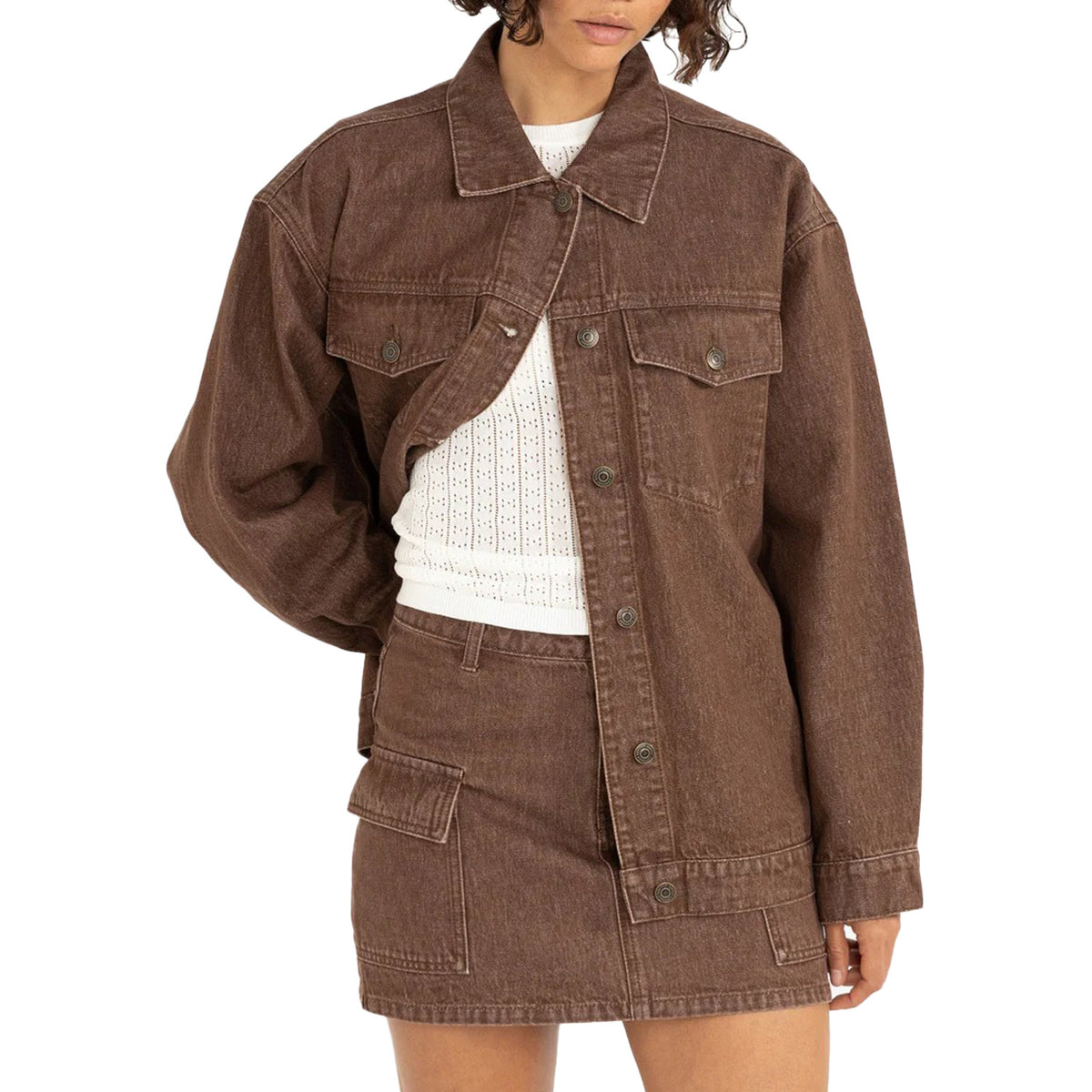 Rhythm Oversized Denim Jacket - Women's Dark Brown