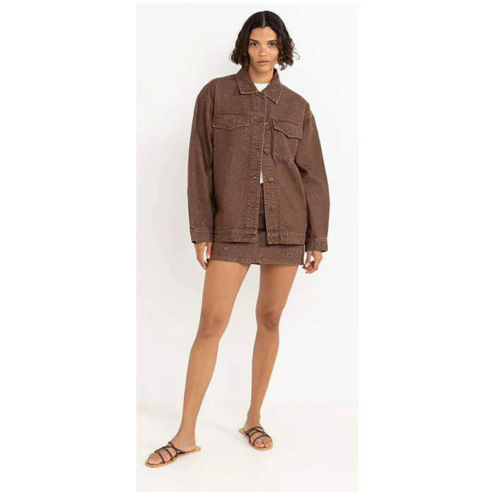 Rhythm Oversized Denim Jacket - Women's Dark Brown