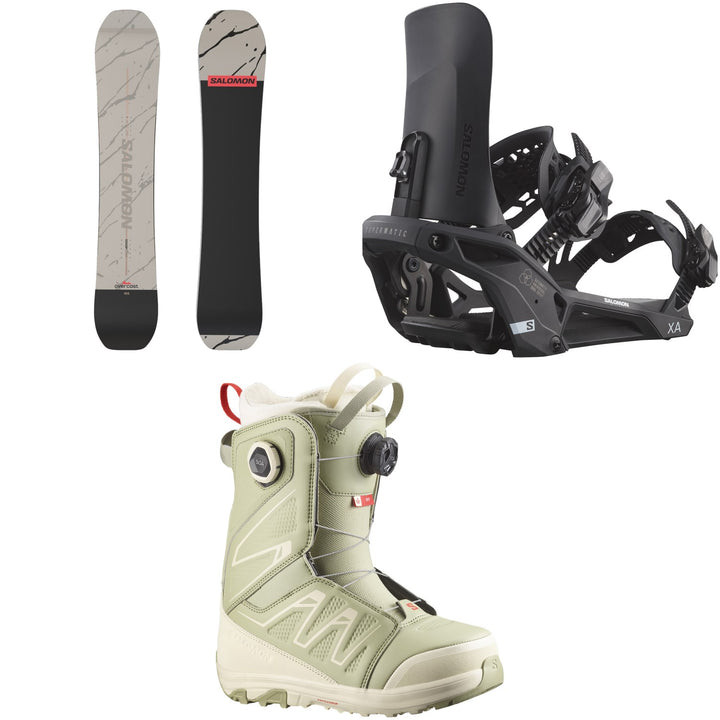 Salomon Overcast Snowboard + XA Supermatic Snowboard Bindings + Ivy BOA SJ Snowboard Boots - Women's 2026