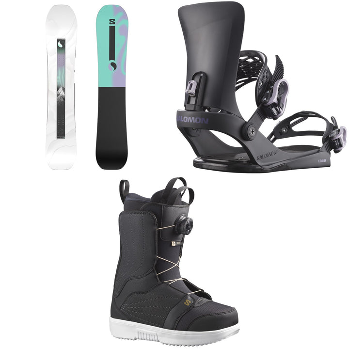 Salomon Bliss X Snowboard + EDB X Snowboard Bindings + Pearl Boa Snowboard Boots - Women's 2026