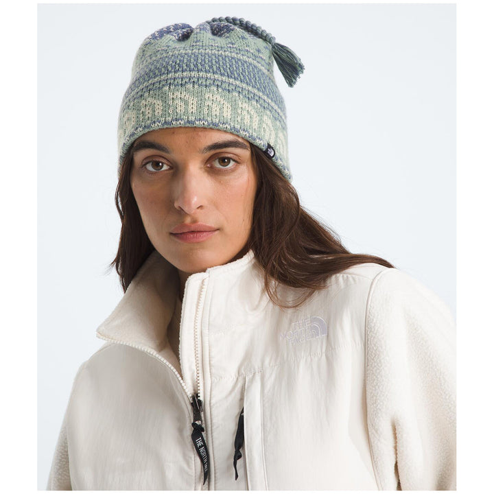 The North Face Cabin Ski Tuke Beanie Slate Moss Jacquard/Tassel