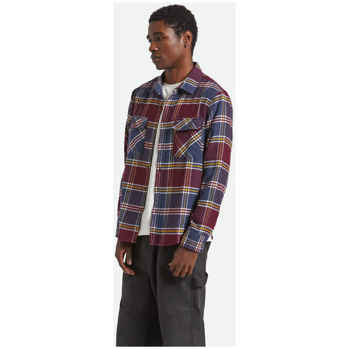 Brixton Bowery Long-Sleeve Flannel - Men's Mood Indigo/Port/Saffron