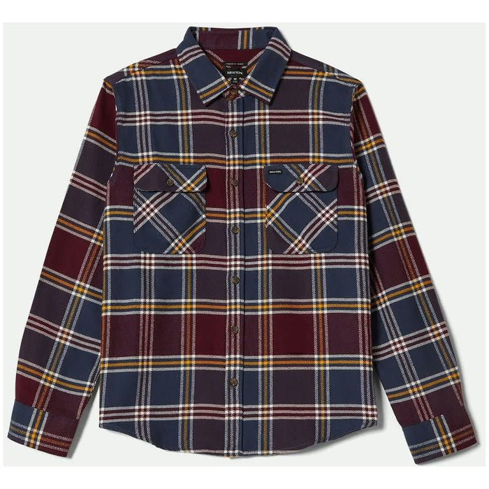 Brixton Bowery Long-Sleeve Flannel - Men's Mood Indigo/Port/Saffron