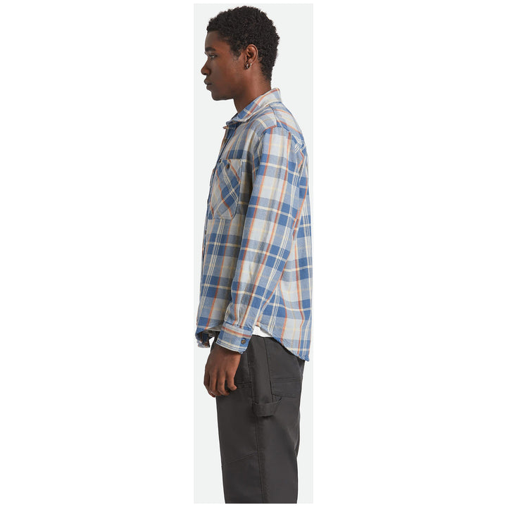 Brixton Vintage Wash Flannel - Men's Blue/Soft Blue/Orange