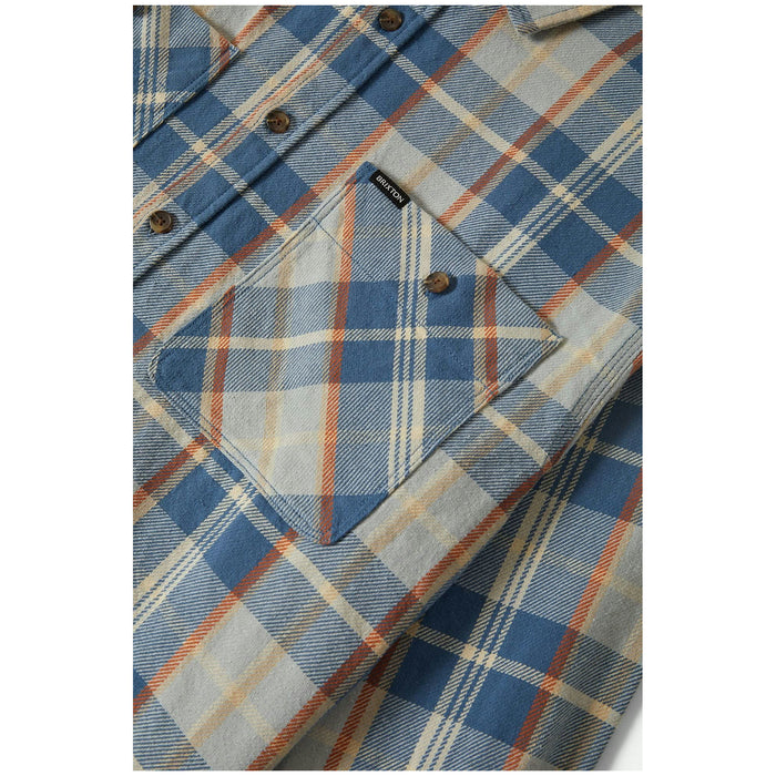 Brixton Vintage Wash Flannel - Men's Blue/Soft Blue/Orange