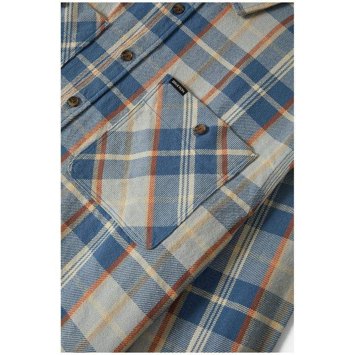 Brixton Vintage Wash Flannel - Men's Blue/Soft Blue/Orange