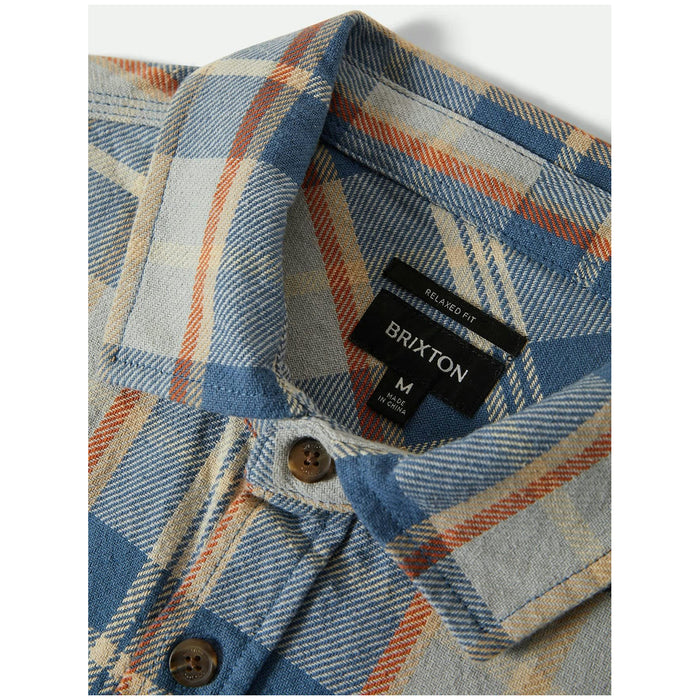 Brixton Vintage Wash Flannel - Men's Blue/Soft Blue/Orange