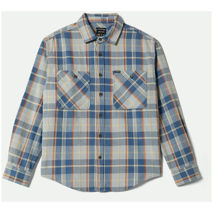 Brixton Vintage Wash Flannel - Men's Blue/Soft Blue/Orange