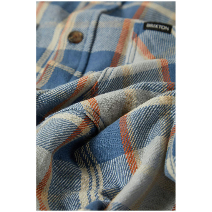 Brixton Vintage Wash Flannel - Men's Blue/Soft Blue/Orange