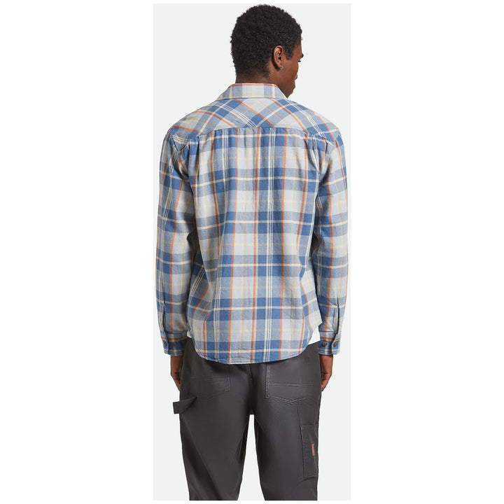 Brixton Vintage Wash Flannel - Men's Blue/Soft Blue/Orange