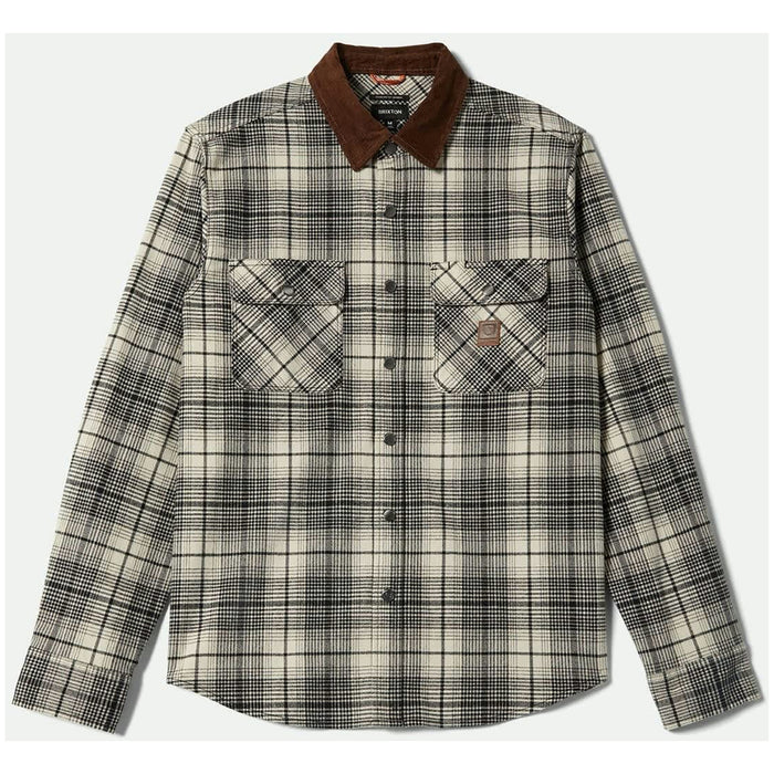 Brixton Builders Bowery Performance Flannel - Men's Off White/Black