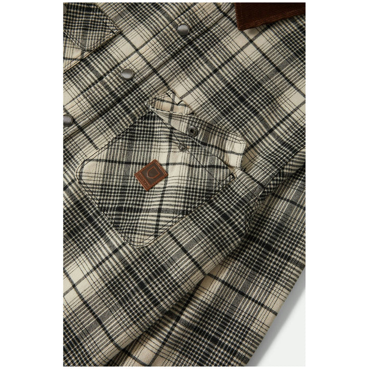 Brixton Builders Bowery Performance Flannel - Men's Off White/Black