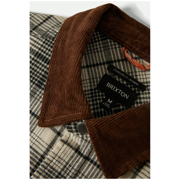 Brixton Builders Bowery Performance Flannel - Men's Off White/Black