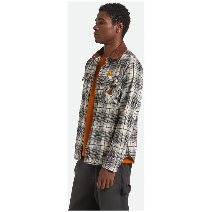 Brixton Builders Bowery Performance Flannel - Men's Off White/Black