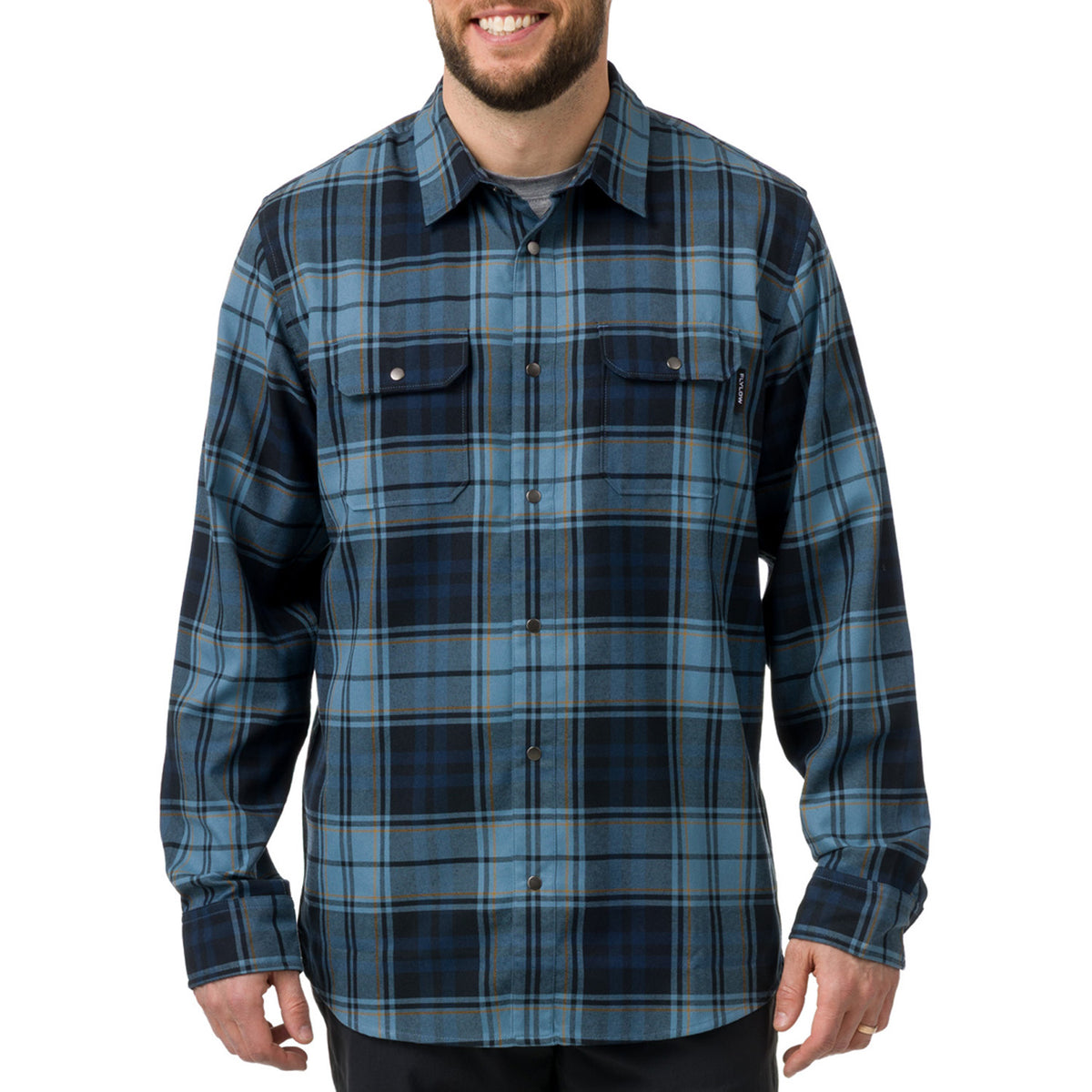 Flylow Handlebar Tech Flannel - Men's Ocean/Black Plaid