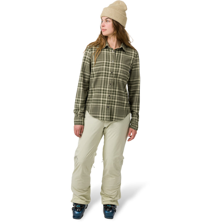 Flylow Brigitte Tech Flannel - Women's Evergreen/Mist Plaid