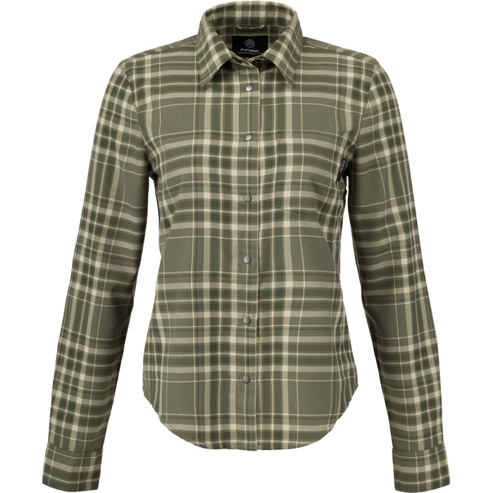 Flylow Brigitte Tech Flannel - Women's Evergreen/Mist Plaid