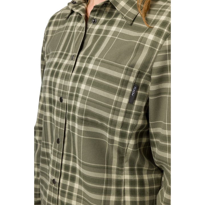 Flylow Brigitte Tech Flannel - Women's Evergreen/Mist Plaid