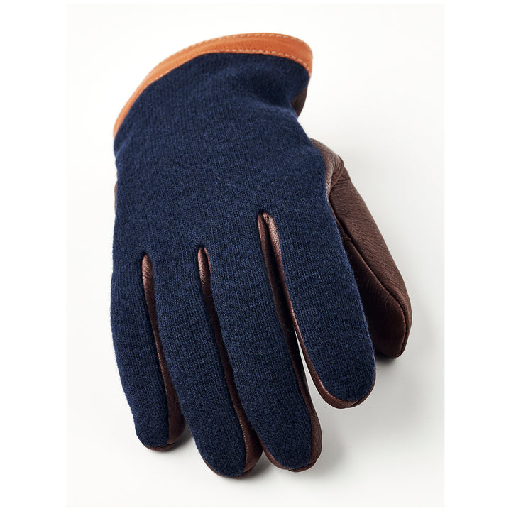 Hestra Deerskin Wool Tricot Gloves Navy/Chocolate