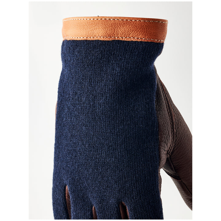 Hestra Deerskin Wool Tricot Gloves Navy/Chocolate