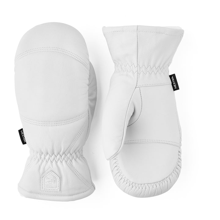 Hestra Leather Box Mittens Off White