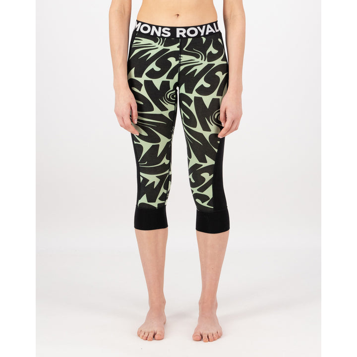 Mons Royale Cascade Merino Flex 200 3/4 Leggings - Women's Signal Lost Matcha