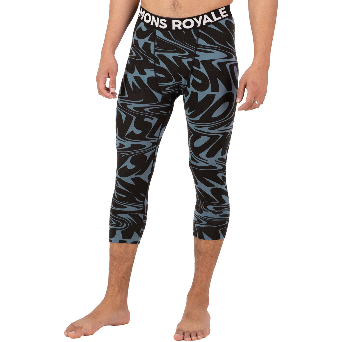 Mons Royale Cascade Merino Flex 200 3/4 Leggings - Men's Signal Lost Goblin Blue