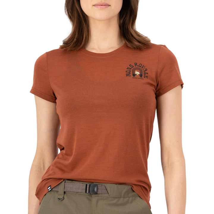 MONS ROYALE Icon Merino Classic T-Shirt - Women's Sienna/Mons nature