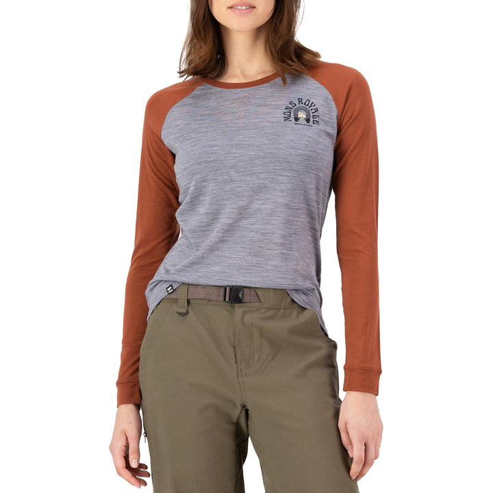 MONS ROYALE Icon Merino Raglan Long Sleeve Shirt - Women's Sienna/Grey Heather