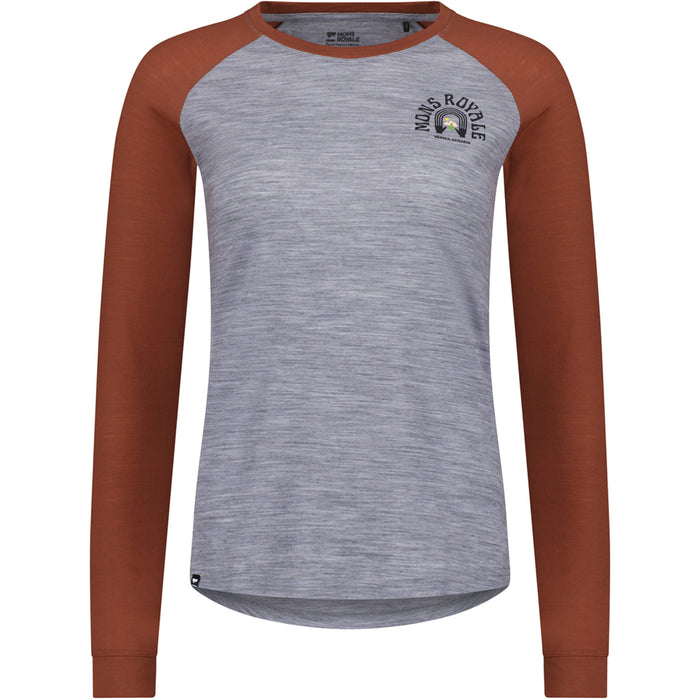MONS ROYALE Icon Merino Raglan Long Sleeve Shirt - Women's Sienna/Grey Heather