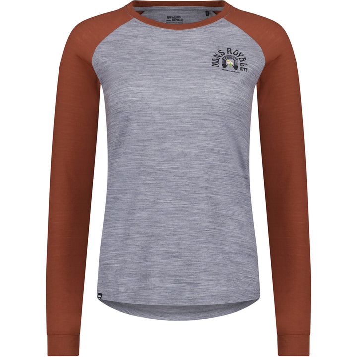 MONS ROYALE Icon Merino Raglan Long Sleeve Shirt - Women's Sienna/Grey Heather