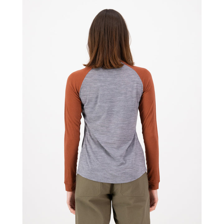 MONS ROYALE Icon Merino Raglan Long Sleeve Shirt - Women's Sienna/Grey Heather